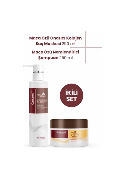 Set Maca Özü Onarıcı Repair Kolajen Saç Maskesi 250 Ml + Maca Özü Nemlendirici Şampuan 200 Ml Karsel - 754552811