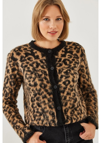 Shade Kadın Leopar Desenli Şardonlu Hırka 241070 60251938 - Siyah-camel