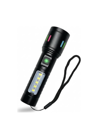Wellhise Usb Şarjlı Yüksek Güç Spot Uzun Led El Feneri Zumlanabil Siyah