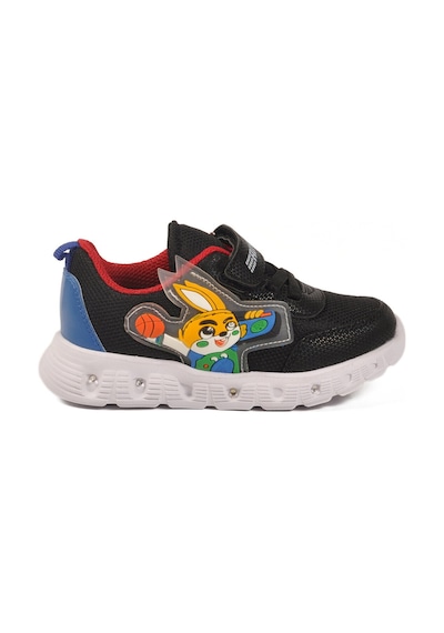 Ayakmod Siyah Cırtlı Işıklı Hafif Unisex Çocuk Spor Ayakkabı 1015 P Siyah-saks-kırmızı