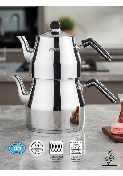 Fms Mega Aile Boy Çelik Çaydanlık Siyah 4073
