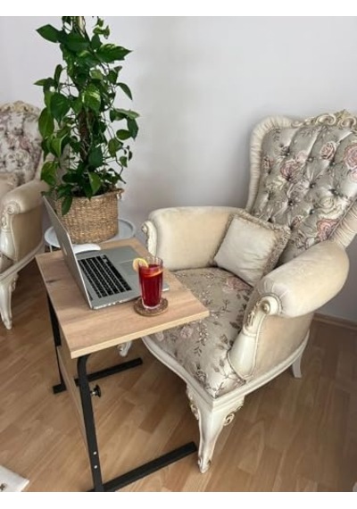 Sağlam Metal Gövdeli Laptop Sehpası 60x40 Cm Yükseklik Ayarlı, Stabil Ve Ergonomik Çalışma Masası Ceviz