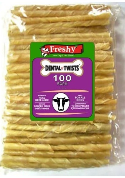 Freshy Dental Natural Burgu Köpek 100'lü Paket - 13 Cm