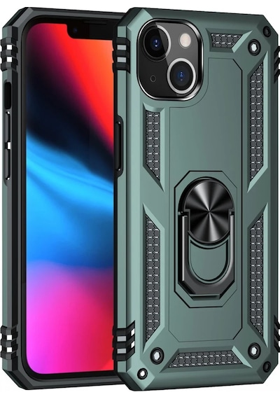 Hnrlıshp Newface Apple iPhone Uyumlu  13 Kılıf Sofya Yüzüklü Silikon Kapak - Yeşil