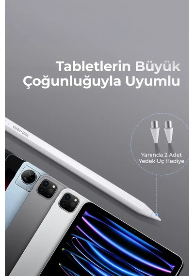 Ven-dens Vd-sp004 Apple Uyumlu iPad Ve Android Uyumlu Manyetik Tablet Kalemi, Type-c Şarjlı, Metal Gövde, Beyaz