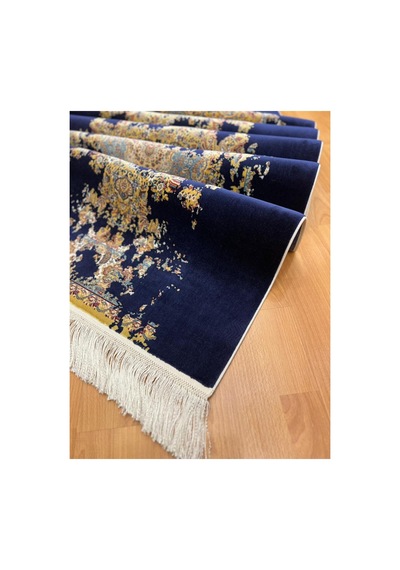 Klasik İran Tarzı 80 X 250 Cm İpek Yolluk Mavi