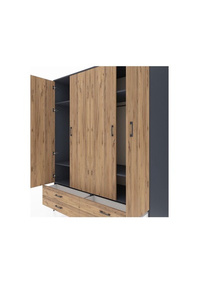 Kronos Gardrop 6 Raflı 4 Çekmeceli 2 Askılı 176x59x221 Antrasit-çam Beyaz Kronos Gardrop 6 Raflı 4 Çekmeceli 2 Askılı 176x59x221 Antrasit-çam Beyaz