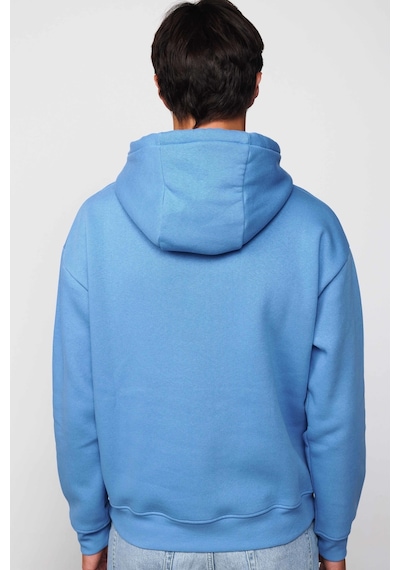 Tudors Oversize Pamuk Kapüşonlu Basıc Mavi Unisex Sweatshirt-29405-mavi Mavi