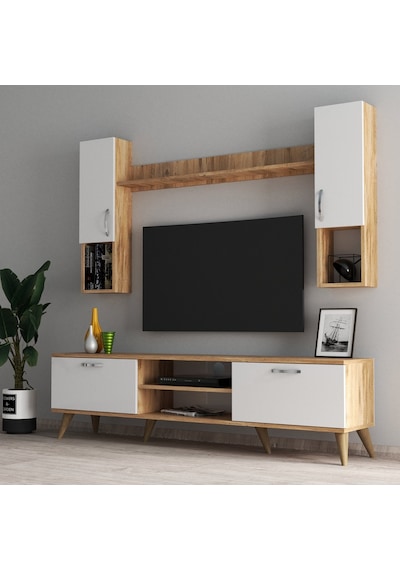 Mega 180 Lik Kapaklı Raflı Tv Ünitesi Çam Beyaz - Tvu0203 Mega 180 Lik Kapaklı Raflı Tv Ünitesi Çam Beyaz - Tvu0203