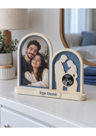Sehmira İlk Heyecan Kişiye Özel Aile Ve Bebek Fotoğraf Çerçevesi Mavi