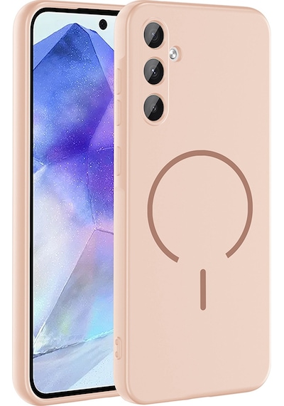 Adige Samsung Uyumlu Galaxy A57 Kılıf Silikon Meta Araç Tutucu Özellikli Pembe