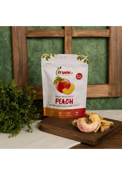 Fruvivo Dondurularak Kurutulmuş Şeftali Freeze Dry Şeftali Cipsi Şeker İlavesiz %100 Doğal Vegan Atıştırmalık 15 G