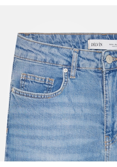 Dilvin 72301 Likralı Wide Leg Jean-mavi