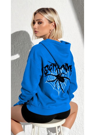 Uyguntarz Scream Baskılı Oversize Sweatshirt Mavi
