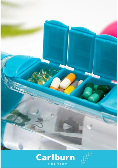 Özel Üretim Hap Bölmeli İlaç Kutusu %100 Bpa İçermez Pillbox Su Matarası 600 Ml Suluk Çok Renkli