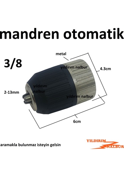Matkap Mandreni Elle Sıkma Metal 3/8 Otomatik Mandıren Matkap Kaf