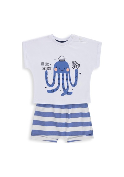 Civil Baby Ahtapot Baskılı 6-18 Ay Takım - Beyaz