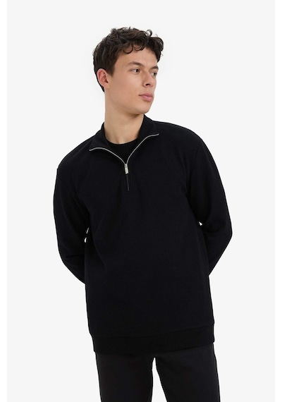 DeFacto Comfort Fit Dik Yaka Dokulu Yarım Fermuarlı Waffle Sweatshirt D7543AX25SPBK81 DeFacto Comfort Fit Dik Yaka Dokulu Yarım Fermuarlı Waffle Sweatshirt D7543AX25SPBK81