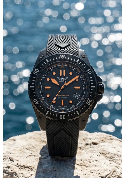 Xpro Dive 200 Erkek Kol Saati 42.8 Mm Safir Cam 20 Atm Siyah Silikon Kayışlı Dalış Saati Siyah - 872506196 Siyah