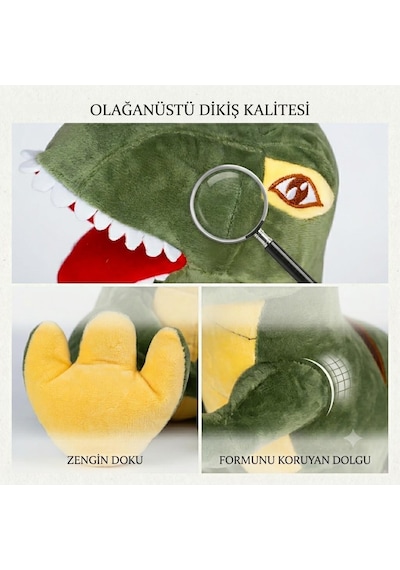 2'li Xl T-rex Dinozor Peluş Oyuncak Seti 55 Cm İthal Soft Kumaş Uyku Oyun Arkadaşı Çocuklara Hediye Çok Renkli