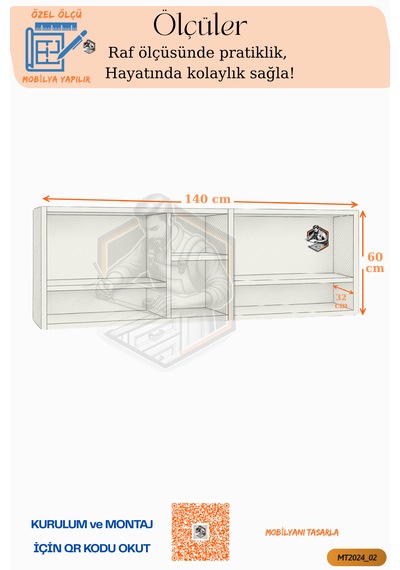 Tamamı Mdf Çok Amaçlı 4 Kapaklı Açık Raflı Üst Dolap Mutfak/banyo