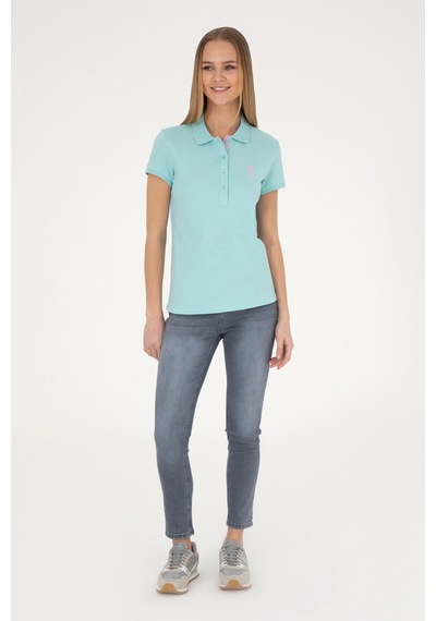 U.S. Polo Assn.  Kadın Su Yeşili Basic Polo Yaka Tişört 50289361-VR083