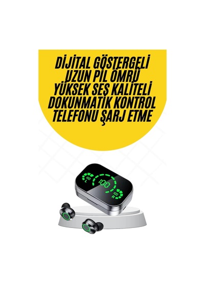 Kablosuz Bluetooth Kulaklık Çift Telefon Destekli Powerbankli Dijital Göstergeli Model