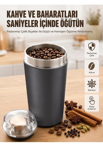 Yeni Nesil Kahve Ve Baharat Öğütücü Paslanmaz Çelik Kahve Değirmeni Rekli