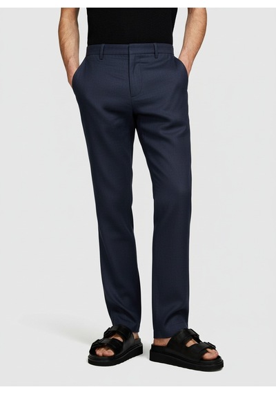 Sisley %100 Keten Slim Comfort Fit Pantolon Erkek Lacivert Pantolon - 324p4aghsf049