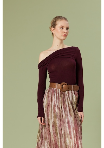 Nisan Ultralıght Kumaş Asimetrik Yaka Top Bordo