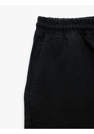 Koton Pamuklu Cep Detaylı Beli Bağcıklı Jean Pantolon Siyah 6wam40041nd Siyah