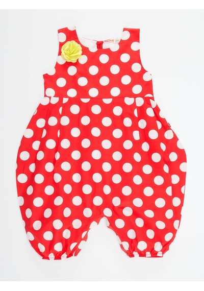 Denokids Kırmızı Beyaz Puanlı Kız Balon Tulum Çok Renkli