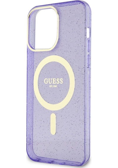Apple Uyumlu iPhone 13 Pro Kılıf Guess Magsafe Şarj Özellikli Glitter Kapak