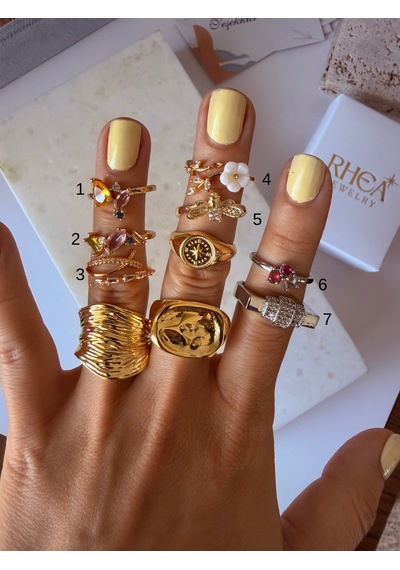 Rhea Jewelry Ayarlanabilir Kadın Yüzük Taşlı Gold Silver Minimal Bijuteri Yüzük Modeli Altın