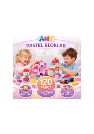 Vakumlu Pastel Blok 120 Parça Eğitici Oyuncak Yapı Seti