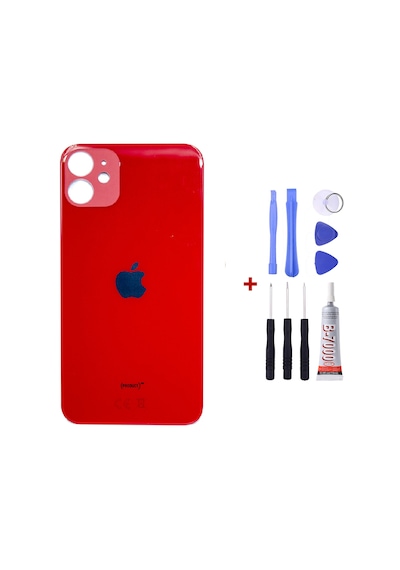Apple Uyumlu iPhone 11 Kırmızı Arka Cam Kapak Arka Pil Kapağı