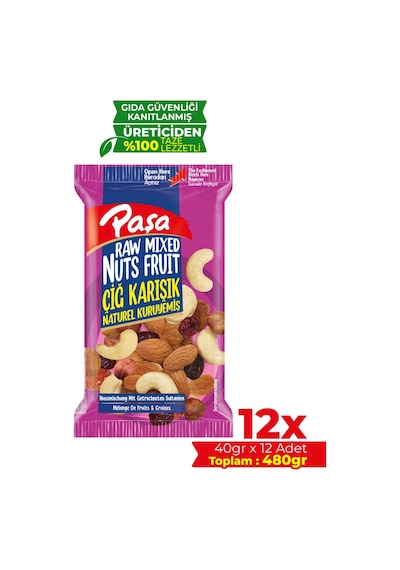 Paşa Kuruyemiş Çiğ Karışık Naturel Kuruyemiş 12 x 40 G