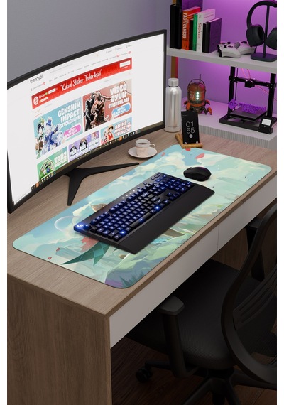 Lynette Genshin Impact Anime Oyuncu V3 - 90x40 Xxl Gaming Mouse Pad Fare Altlığı