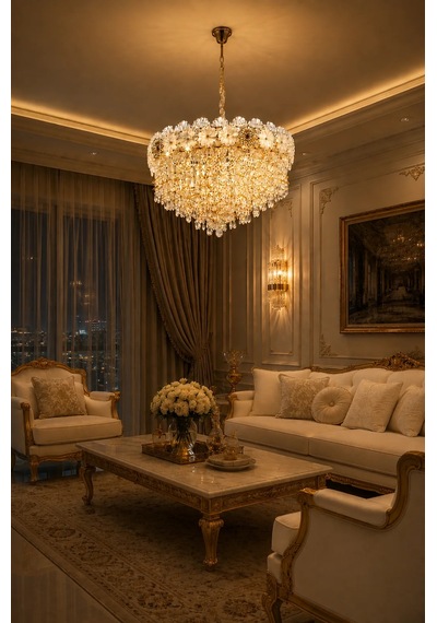 Modern Premium Gold Şık Salon Mutfak Sarkıt Avizesi Modelleri 19 Ampül X E14 Duy