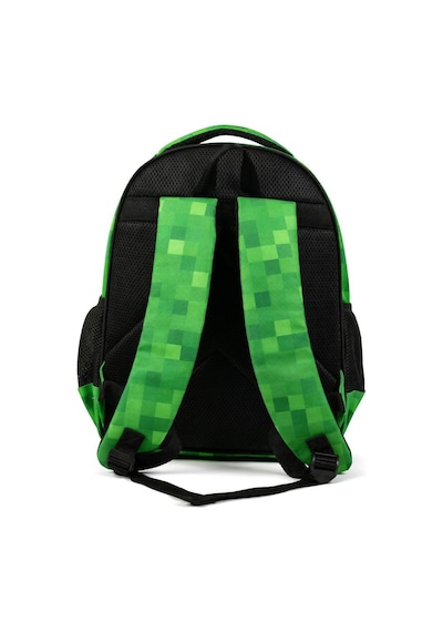 Minecraft Üç Bölmeli Erkek Çocuk Minecraft Kabartmalı Siyah - Yeşil Okul Sırt Çantası - 26609 Çok Renkli