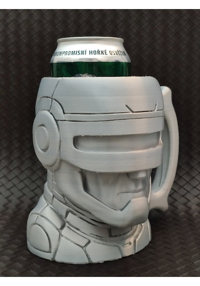 Robocop Tasarımlı Kutu İçecek Tutucu - Dekoratif Bardak Ve Hediyelik Figür