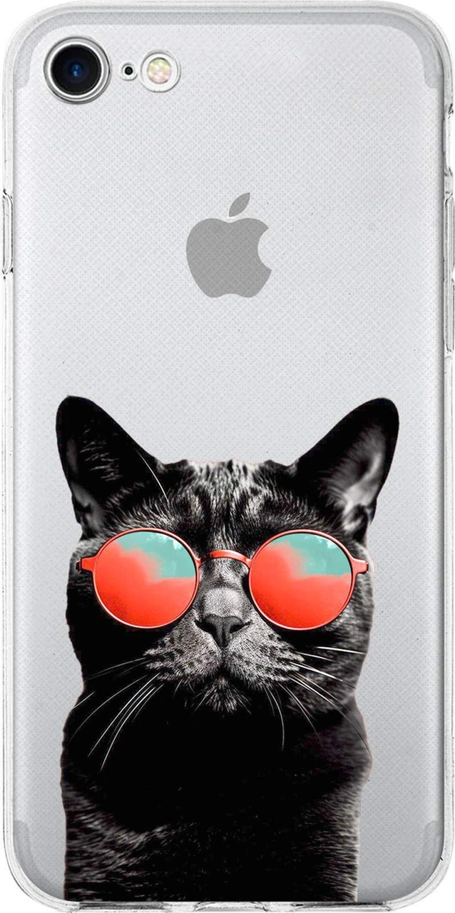 Apple Uyumlu iPhone Se İle 1mm Slim Fit Kedi 3 050d Baskılı Şeffaf Kılıf
