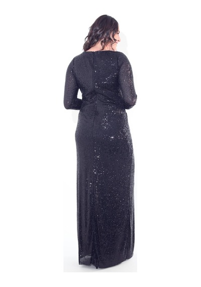 Ladies First Büyük Beden 3197 Lacivert Uzun Abiye Elbise 001