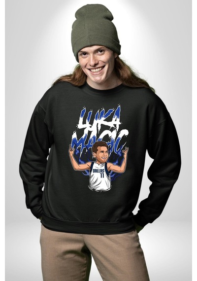 Luka Luka Doncic Basketboll Dallas Unisex Siyah Sweatshirt Siyah