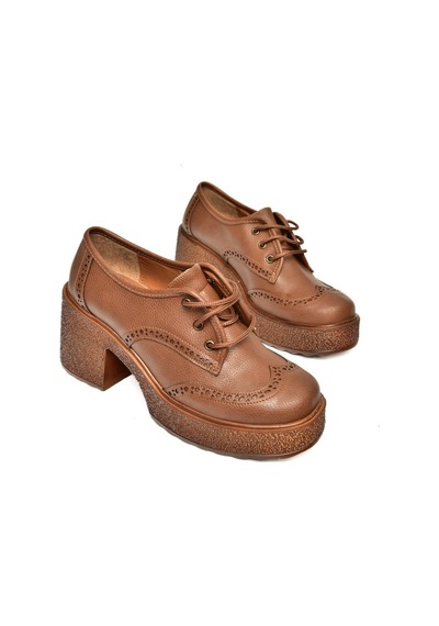 Fox Shoes T996157009 Taba Kalın Topuklu Kadın Ayakkabı Taba