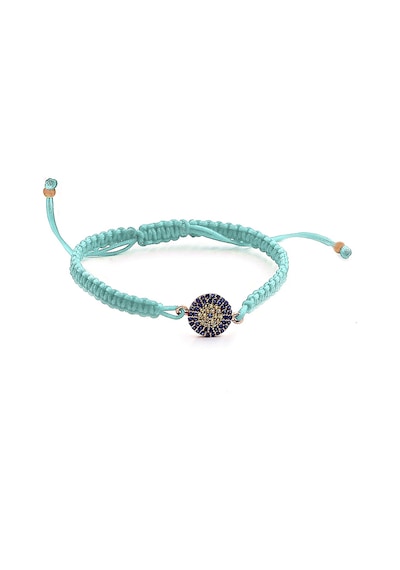 Brezza Lusso Jewelry Nazar Boncuk 4 Sıra Makrome İpli Gümüş Bileklik Pembe No3