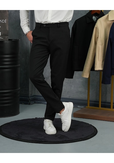 Modefendi Yüksek Kalite Pamuk Likra Slim Fit Kumaş Pantolon Siyah Modefendi Yüksek Kalite Pamuk Likra Slim Fit Kumaş Pantolon Siyah
