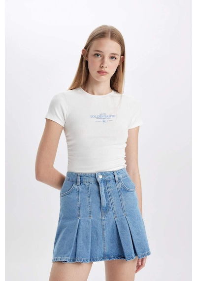 Defacto Fashion Fit Pileli Jean Mini Etek B9853AX24SMNM39 Mavi