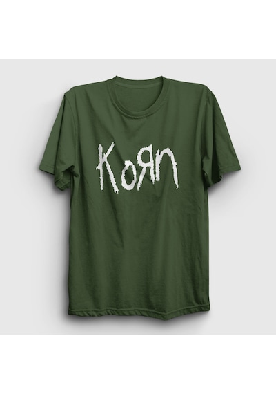 Presmono Unisex Logo Korn T-shirt Haki