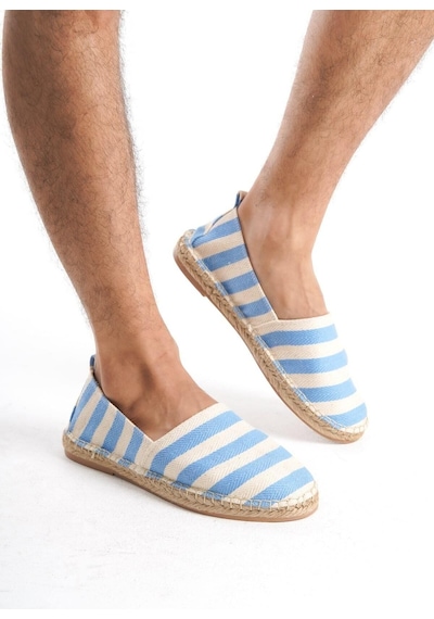 Mubiano Summer Erkek Jüt Taban Keten Mavi/beyaz Espadril -mssr3535-mb Mavi/beyaz